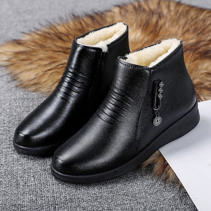 OrthoCare Fleece-Lined Leather Shoes - Flat Comfort
