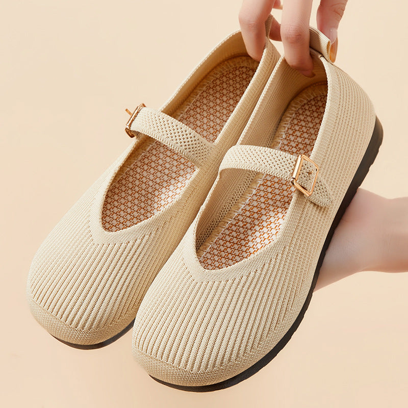 OrthoCare Women’s Knit Mary Jane Flats – Breathable Lightweight Comfort Shoes