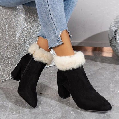 OrthoCare Plush Ankle Boots - Square Heel Comfort