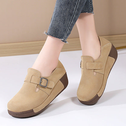 Orthopedic Suede Buckle Loafers – Adjustable Comfort Slip-On Walking Shoes