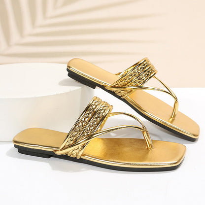 Xaria | Women’s Orthopedic Braided Metallic Toe Ring Sandals