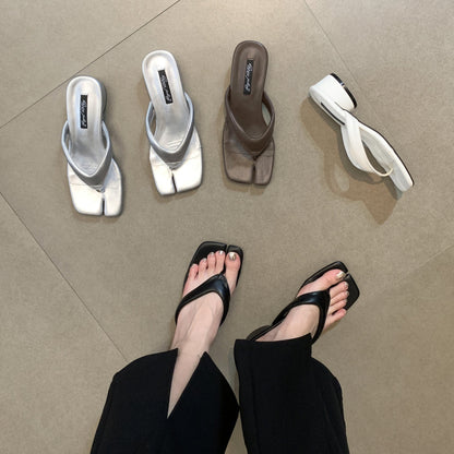 Wistera  | Women’s Orthopedic Square Toe Thong Mule Sandals