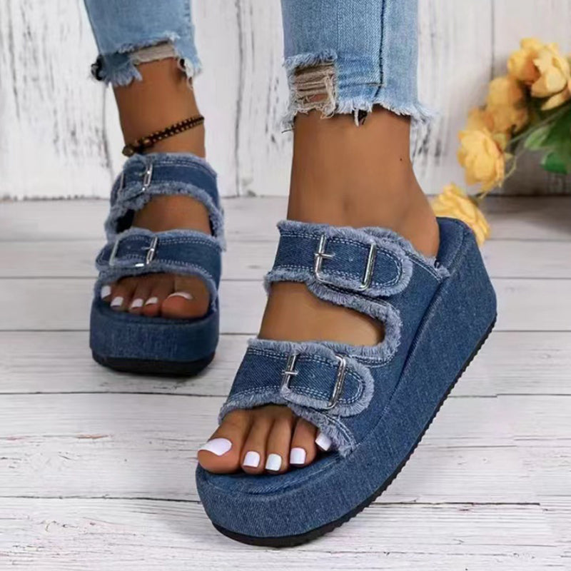 OrthoCare Double Buckle Platform Comfort Slide Sandals
