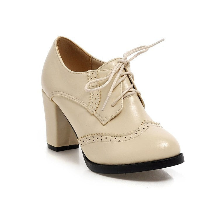OrthoCare Vintage Lace-Up Block Heel Oxford Pumps