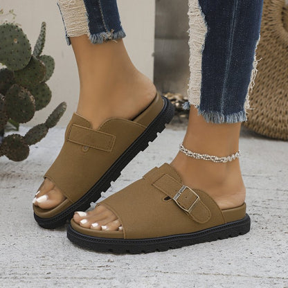Rhiannon | Women’s Orthopedic Double Buckle Platform Slide Sandals