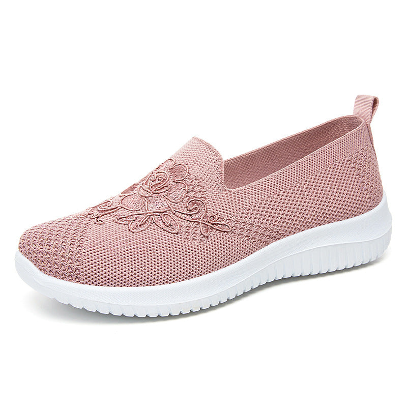 Orthopedic Embroidered Slip-On Sneakers – Lightweight Breathable Comfort Walking Shoes