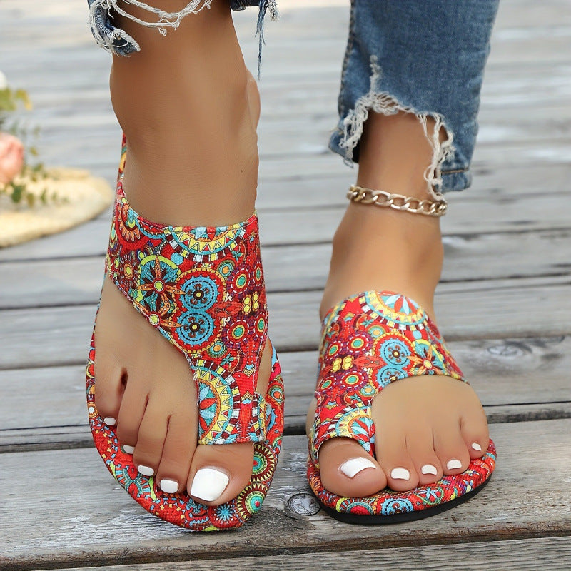 OrthoCare | Bohemian Beaded Toe Ring Flat Sandals