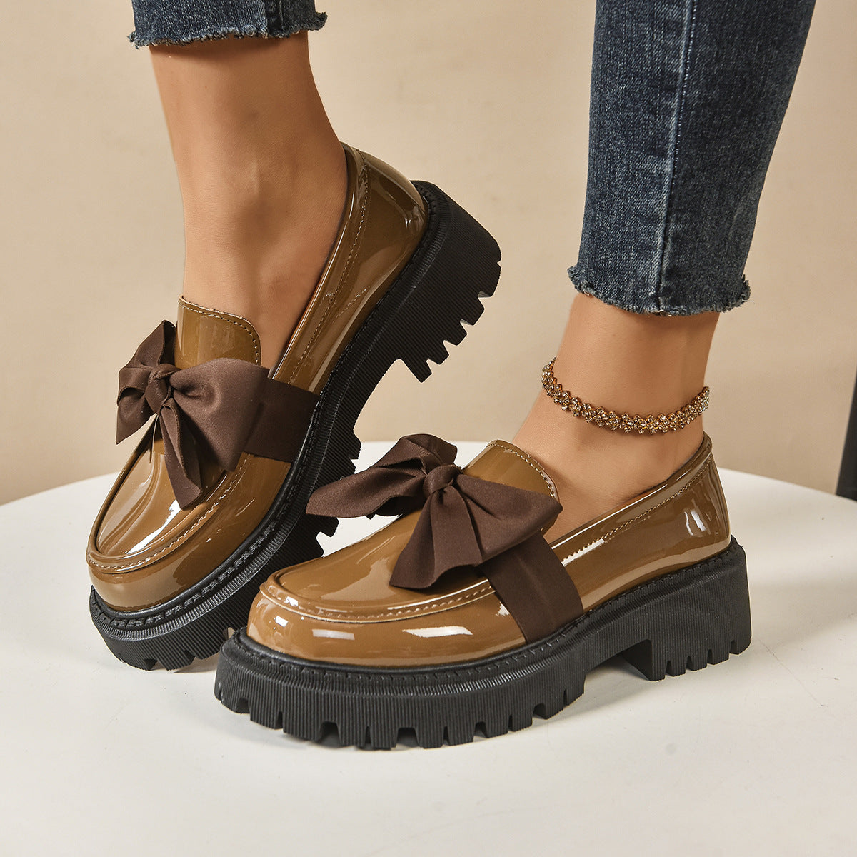 OrthoCare Vintage Loafers With Bow - Unique Elegance