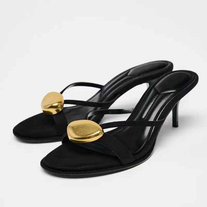 Quirina | Women’s Orthopedic Gold Accent Strappy Stiletto Sandals