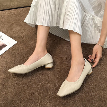 Orthopedic Low Heel Flats – Soft Leather Comfort Slip-On Dress Shoes