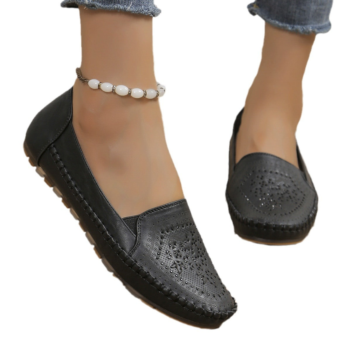OrthoCare Casual Gommino Handmade Shoes In Solid Color