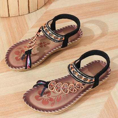 Hyacinthe | Women’s Orthopedic Boho Beaded Toe Ring Sandals