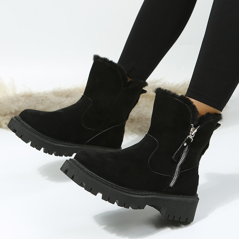 Sabrina | Orthopedic Fur-Collar Suede Side-Zip Chunky Winter Boots
