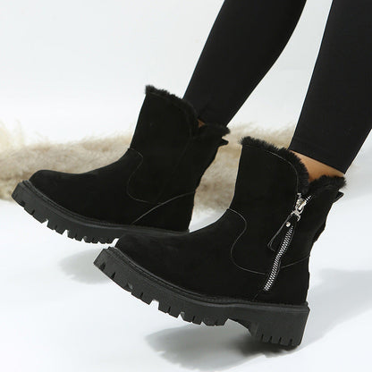 Sabrina | Orthopedic Fur-Collar Suede Side-Zip Chunky Winter Boots