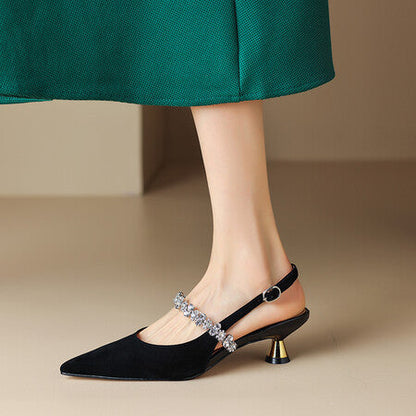Qadira | Women’s Orthopedic Rhinestone Slingback Kitten Heel Pumps