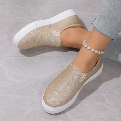 OrthoCare Round-Toe Flat Shoes With Sequins - Unique Elegance
