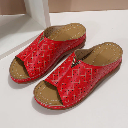 Winterrose | Women’s Orthopedic Perforated Wedge Mule Sandals
