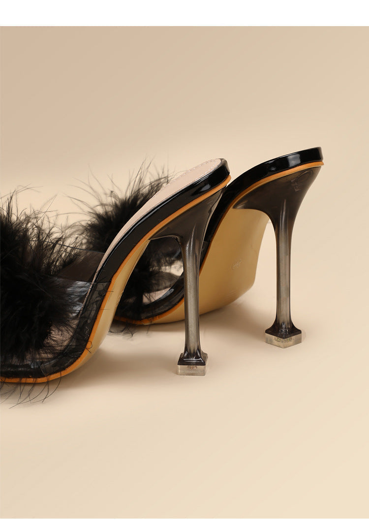 OrthoCare Crystal And Fur Stiletto Heel Sandals