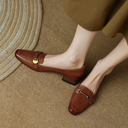 OrthoCare Women’s Square Toe Leather Shoes - Comfort