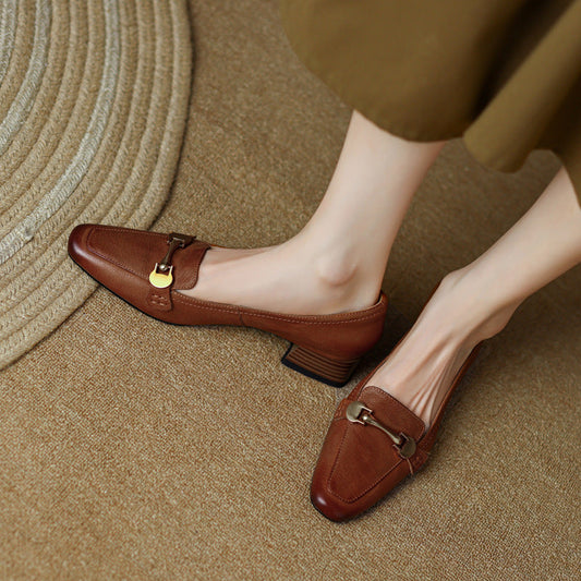 OrthoCare Women’s Square Toe Leather Shoes - Comfort