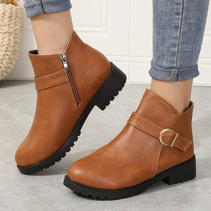 OrthoCare Leather Boots - Chunky Heel Comfort
