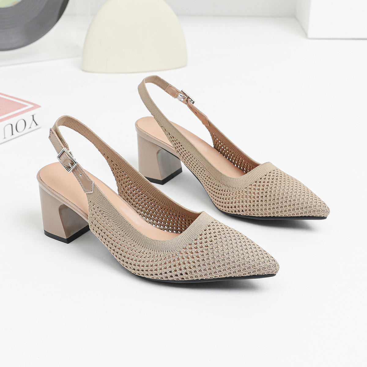 Pomeline | Women’s Orthopedic Woven Pointed Toe Slingback Heels