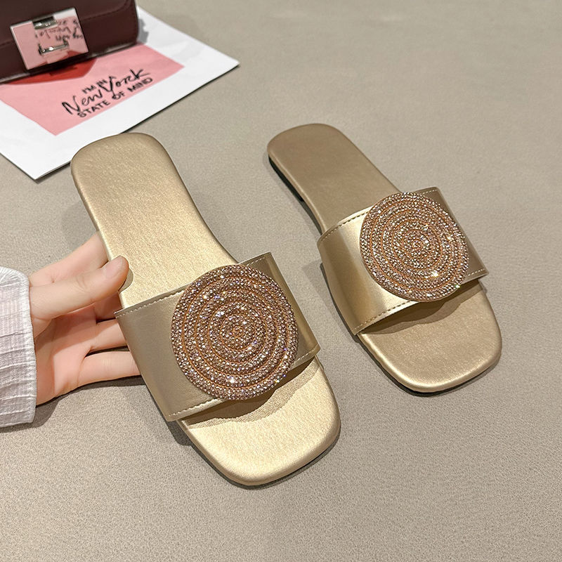 OrthoCare Rhinestone Medallion Comfort Slide Sandals