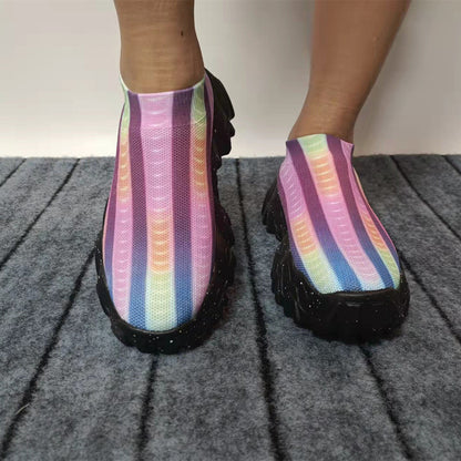 OrthoCare | Rainbow Knit Slip-On Platform Sneakers