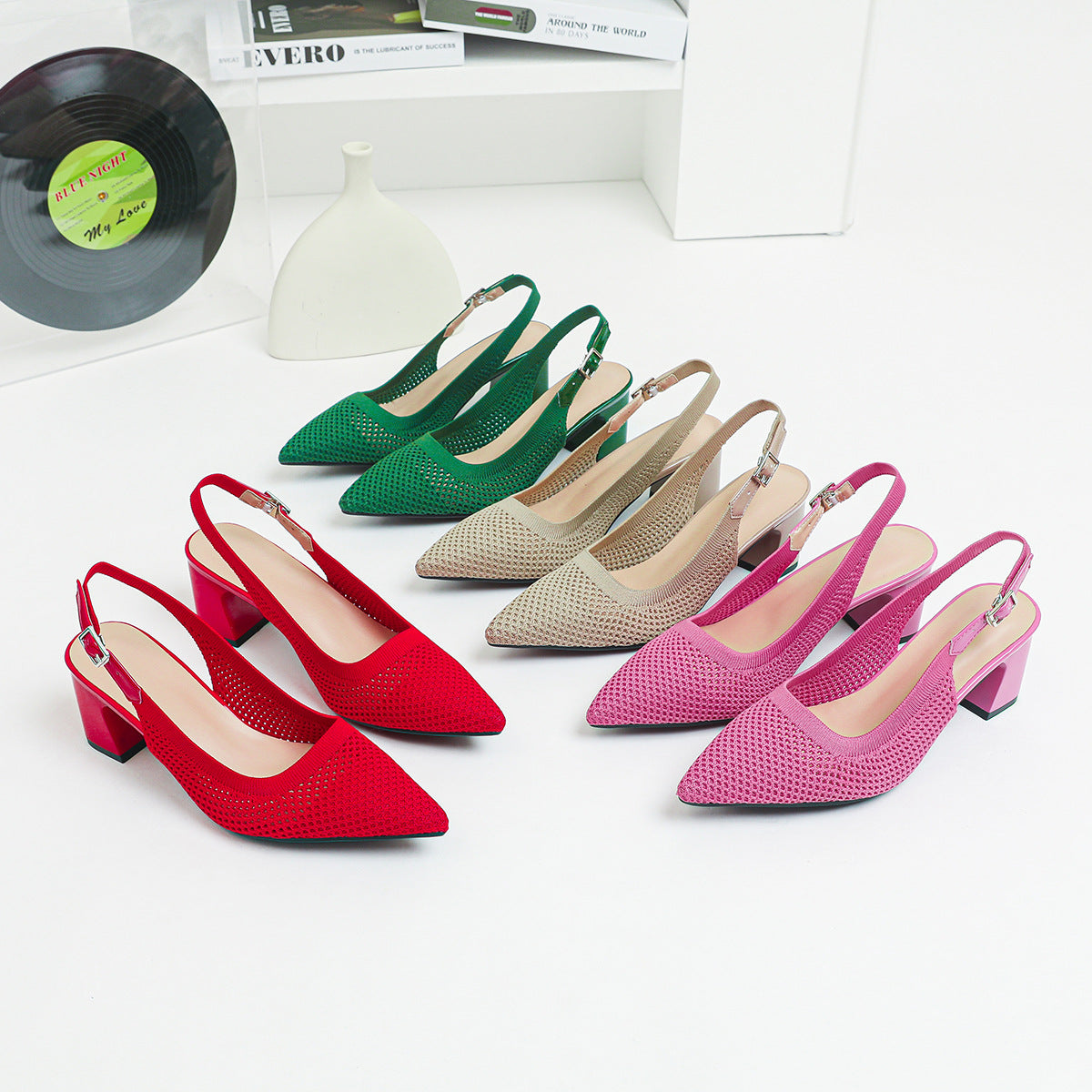 Pomeline | Women’s Orthopedic Woven Pointed Toe Slingback Heels