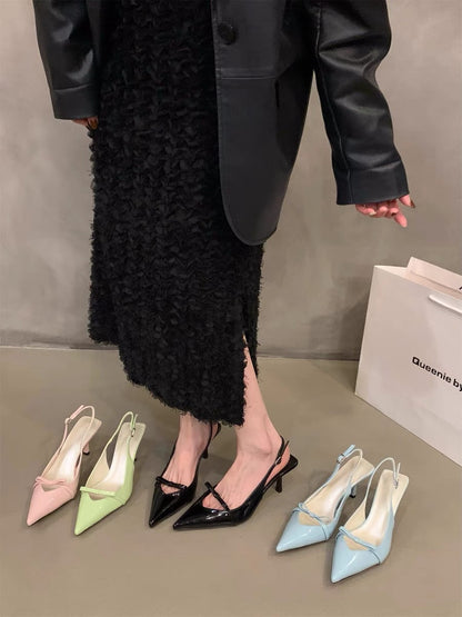 OrthoCare | Pointed Toe Slingback Kitten Heel Sandals