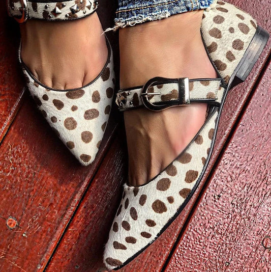 Nicelle | Women’s Orthopedic Leopard Print Pointed Toe Mary Jane Flats