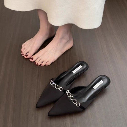 OrthoCare | Pointed Toe Chain Detail Mule Flats