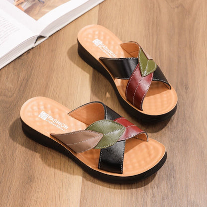 Savella | Women’s Orthopedic Leaf Patchwork Comfort Slide Sandals