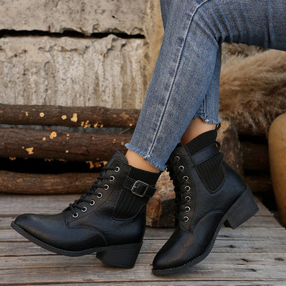 OrthoCare Wedge Ankle Boots - Lace Up Comfort