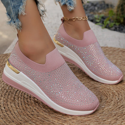 OrthoCare Rhinestone Slip-On Sneakers – Sparkly Lightweight Walking Shoes