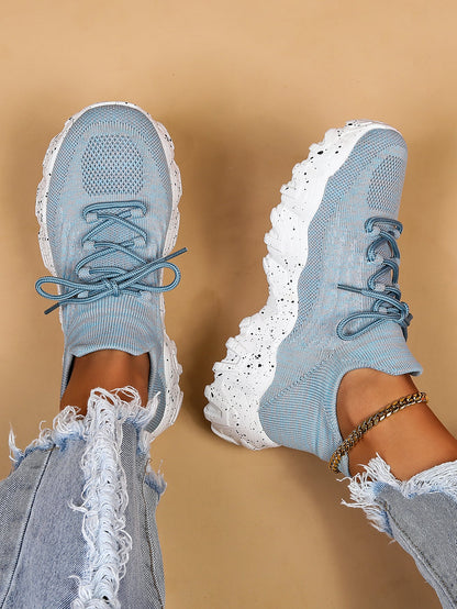 Orthopedic Chunky Sneakers – Breathable Knit Lace-Up Comfort Walking Shoes