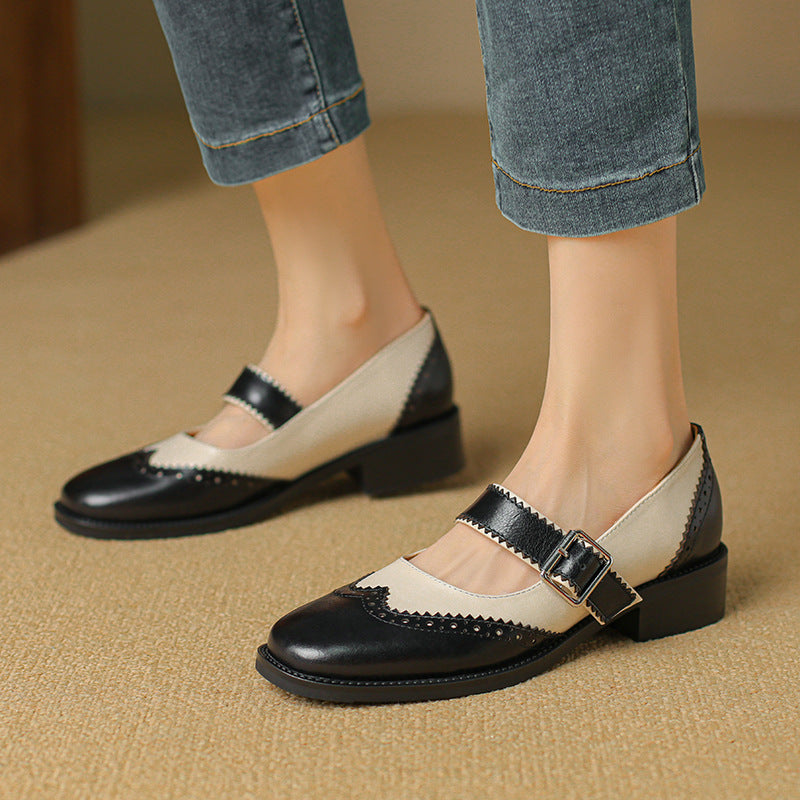 OrthoCare Colorblock Leather Shoes - Square Toe