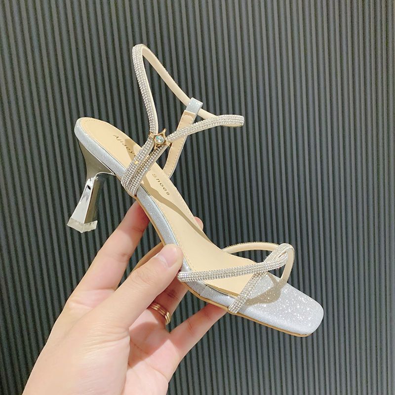 Virelle | Women’s Orthopedic Rhinestone Ankle Strap Kitten Heel Sandals