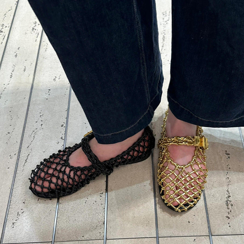 OrthoCare Woven Mesh Mary Jane Flat Shoes