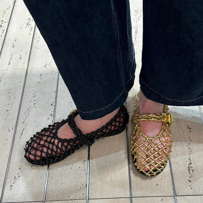 OrthoCare Woven Mesh Mary Jane Flat Shoes