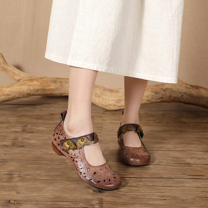 OrthoCare Floral Cutout Flats – Vintage Handmade Comfort Shoes