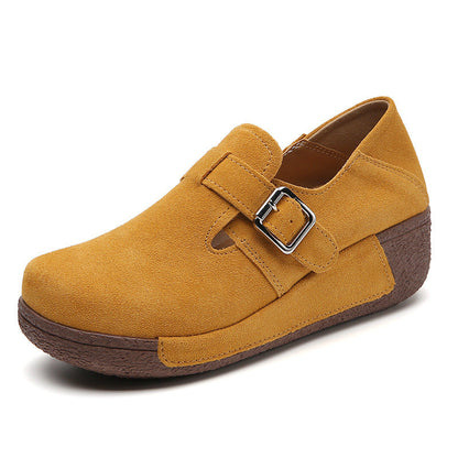 Orthopedic Suede Buckle Loafers – Adjustable Comfort Slip-On Walking Shoes