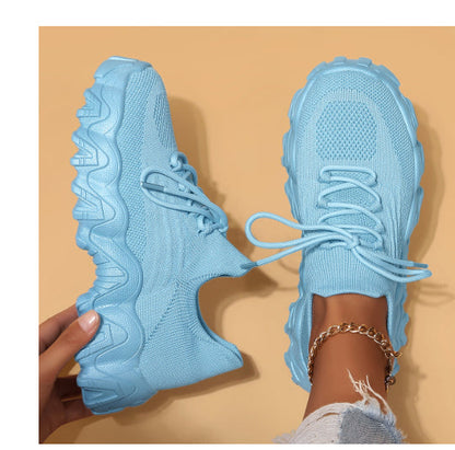Orthopedic Chunky Sneakers – Breathable Knit Lace-Up Comfort Walking Shoes