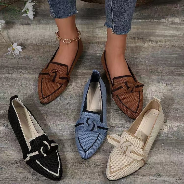OrthoCare Pointed Toe Flat Shoes With Bow