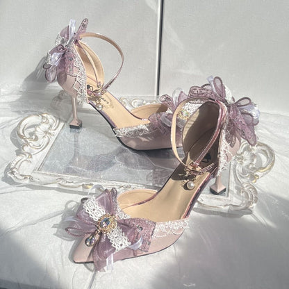 OrthoCare Butterfly Flower Rhinestone Stiletto Heel Sandals