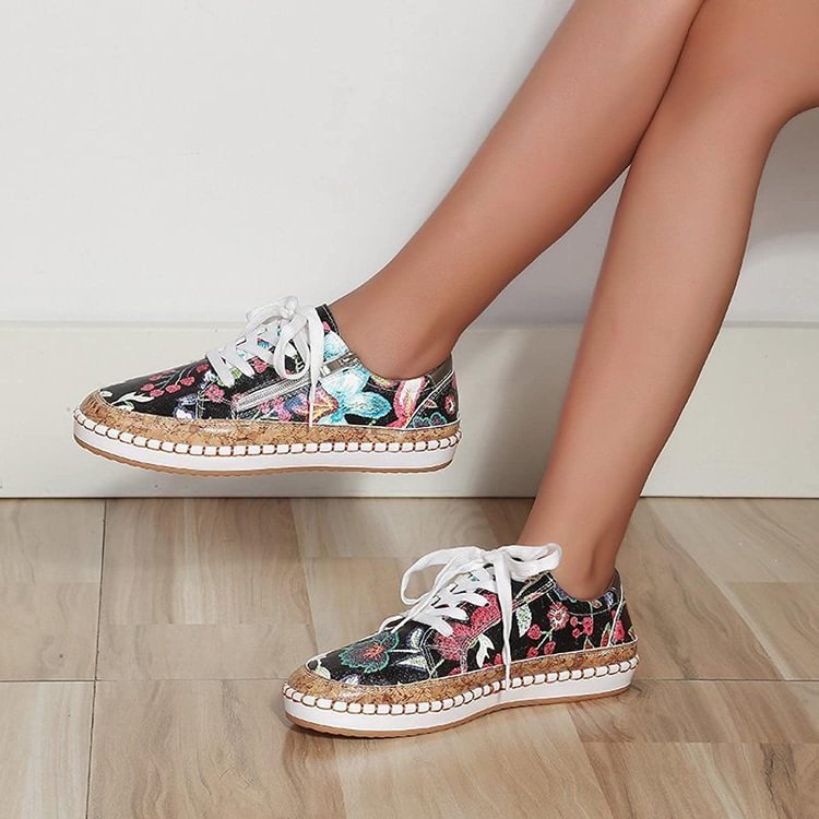 Camila | Orthopedic Floral Canvas Espadrille Sneakers – Lightweight Comfort