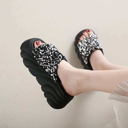 Bellisse | Women’s Orthopedic Rhinestone Platform Slide Sandals