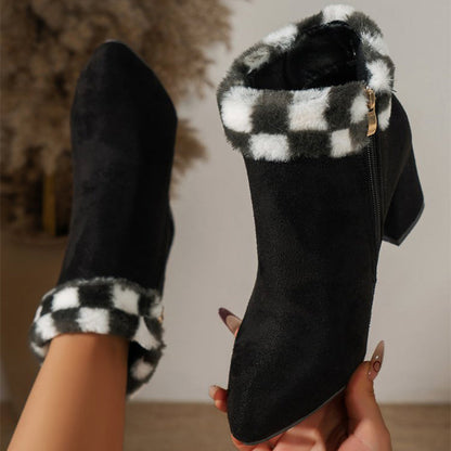 OrthoCare Plush Ankle Boots - Square Heel Comfort