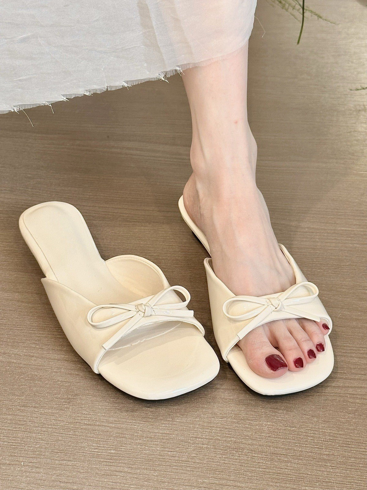 Clovelle | Women’s Orthopedic Bow Transparent Flat Slide Sandals