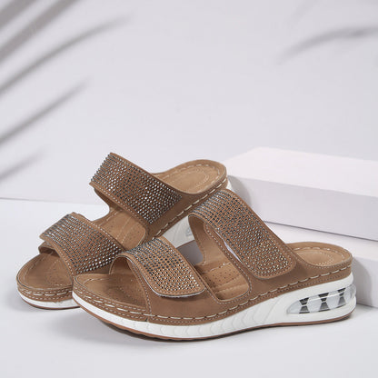 OrthoCare Unique Wedge Sandals With Rhinestones For Summer